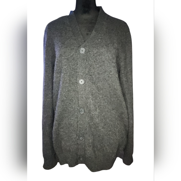 Club Room Sweaters - Club Room Dark Gray Cashmere Button Up Sweater, Womens Medium